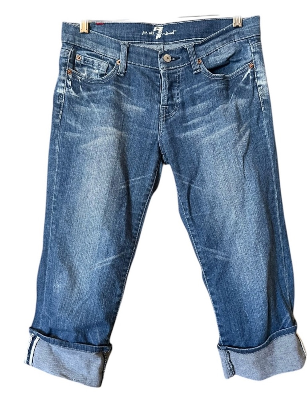 7 For All Mankind Cropped Boy Cut Button Fly Jeans
